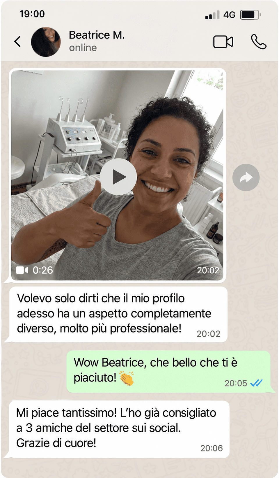 Testimonianza WhatsApp di Beatrice M.